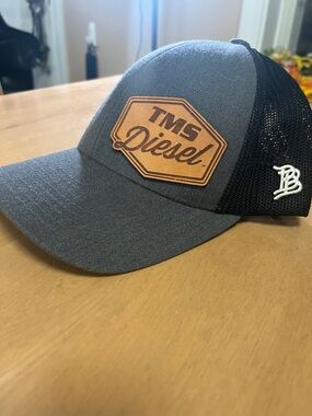 TMS Diesel Trucker Hat Gray & Black Mesh Snapback Branded Bills Leather Patch